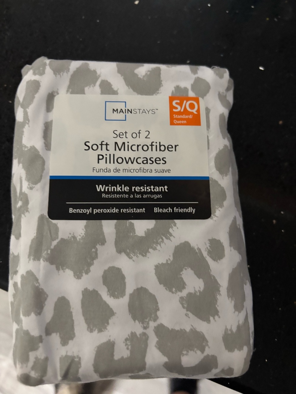 Mainstays Gray and White Microfiber Pillowcases - Set of 2